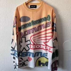 HOMME FEMME MOTO THERMAL LONG SLEEVE YELLOW RETAIL $130